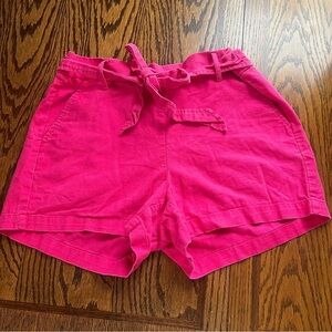 J.CREW Women’s Pink Bow Tie Front Shorts Linen Blend | Summer Short | Size 10